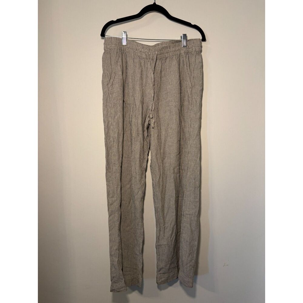 Linen Blend Striped Drawstring Pants